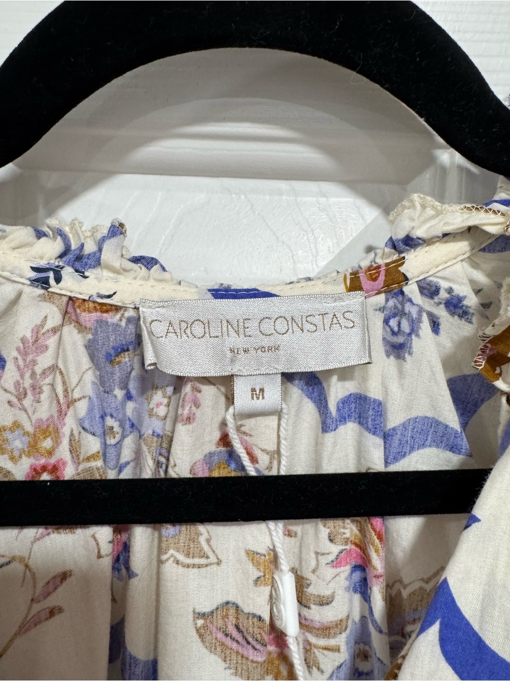 Caroline Constas White Floral Print Ruffle Sleeve Mini Dress Medium - Picture 2 of 2